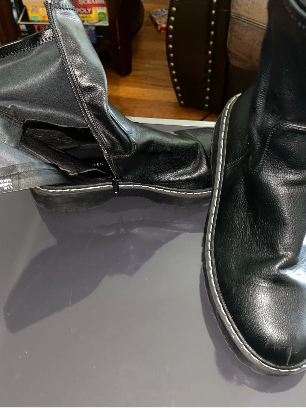 Sincerly Jules Men's Black Leather Side-Zip Boots